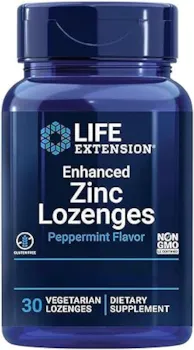 Life Extension, Enhanced Zinc Lozenges (Zink-Lutschtabletten), mit Pfefferminz-Geschmack, 30 vegane Lutschtabletten, Laborgeprüft, Glutenfrei, Vegetarisch, Sojafrei, Ohne Gentechnik