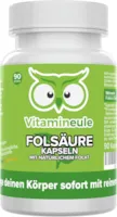 Vitamineule - Folsäure Kapseln - 100% natürliches Folat - 400 µg 5-MTHF - hochdosiert - bei Kinderwunsch & Schwangerschaft - ohne Zusätze - vegan - Qualität aus Deutschland - Vitamin B9 ohne Jod - Vitamineule®
