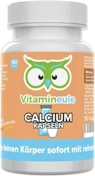 ‎Vitamineule - Calcium Kapseln hochdosiert - vegan & ohne Zusatzstoffe - Qualität aus Deutschland - 100% reines Calciumcarbonat Pulver - kleine Kapseln statt große Kalzium & Calzium Tabletten - Vitamineule®