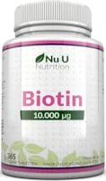 Nu U Nutrition Biotin hochdosiert 10.000 mcg - für Haar-Wachstum, kräftige Nägel & gesunde Haut - volle Jahresversorgung - 365 Tabletten - Nahrungsergänzungsmittel von Nu U Nutrition