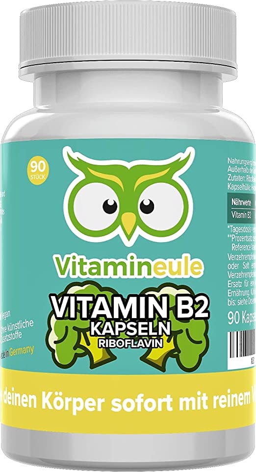 Vitamineule Vitamin B2 Kapseln (Riboflavin) - 200mg - hochdosiert - natürlich - Qualität aus Deutschland - vegan - ohne Zusätze - Energiestoffwechsel, Haut, Seekraft - kleine Kapseln statt Tabletten - Vitamineule