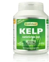 Greenfood Kelp, 450 mg, 120 Vegi-Kapseln  natürliches Jod (100% Tagesbedarf) aus der Braunalge. Wichtig für Schilddrüse, Hormonhaushalt und Nervensystem. OHNE künstliche Zusätze, ohne Gentechnik. Vegan.
