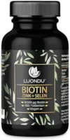 Luondu Biotin hochdosiert 10.000 mcg pro Tablette (365 vegane Tabletten für 1 Jahr) Angereichert mit Selen und Zink für Haarwachstum, Haut und Nägel I Ohne Zusätze, Herstellung in Deutschland