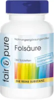 Fair & Pure - Folsäure Tabletten 800mcg - hochdosiert - vegan - ohne Magnesiumstearat - 180 Tabletten - Großpackung für 6 Monate