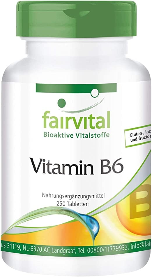 fairvital Vitamin B6 Tabletten - HOCHDOSIERT - VEGAN - 22,5mg Pyridoxin - 250 Tabletten