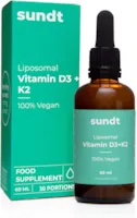 sundt SUPPLEMENTS Vitamin D3 K2 Tropfen liposomal Zucker und Gluten frei 60 ml Flasche Vegan GMO-frei MADE IN EU |