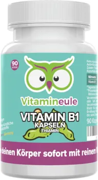 Vitamineule Vitamin B1 Kapseln (Thiamin) - hochdosiert, natürlich & vegan - 200mg - ohne künstliche Zusatzstoffe - Qualität aus Deutschland - Thiaminhydrochlorid - Vitamineule®