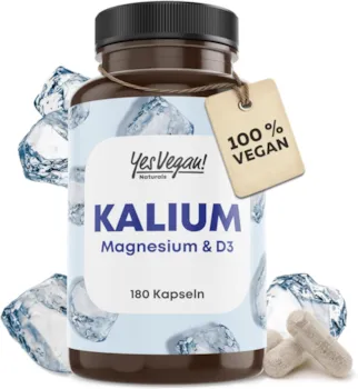 Yes Vegan Kalium Magnesium D3 hochdosiert (180 Kapseln) Elektrolyte Komplex mit 1697 mg Kalium pro Portion - Vegan Electrolytes mit Vitamin D - Depot Kalium Kapseln