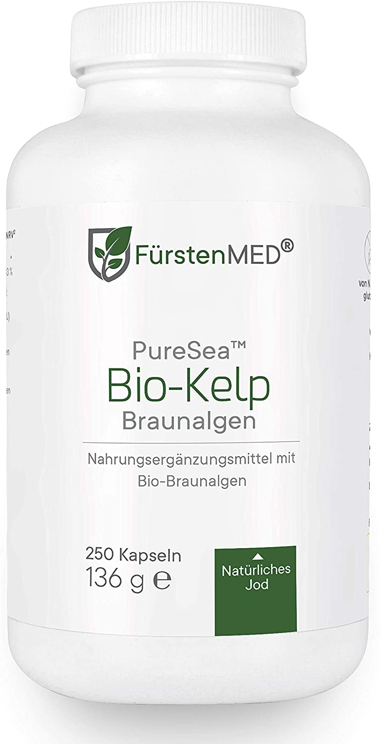FürstenMED® 250 Bio Kelp Kapseln mit 315µg Jod pro Kapsel - Bio Braunalgen Vegan & Hochdosiert - Laborgeprüft & Ohne Zusatzstoffe