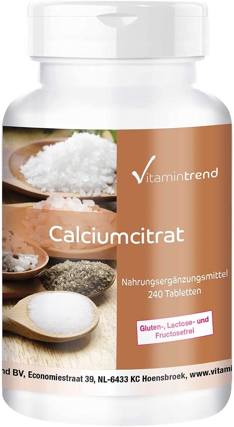 Vitamintrend  - Calcium 900mg - aus Calciumcitrat - 240 vegane Calcium-Tabletten - Hochdosiert