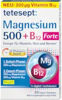 tetesept Magnesium 500 + B12 Depot - hochdosiert – Magnesium und Vitamin B12 Kombipräparat mit 2-Phasen-Depot - Energie für Muskeln, Herz und Nerven – 1 x 30 Tabletten [Nahrungsergänzungsmittel]