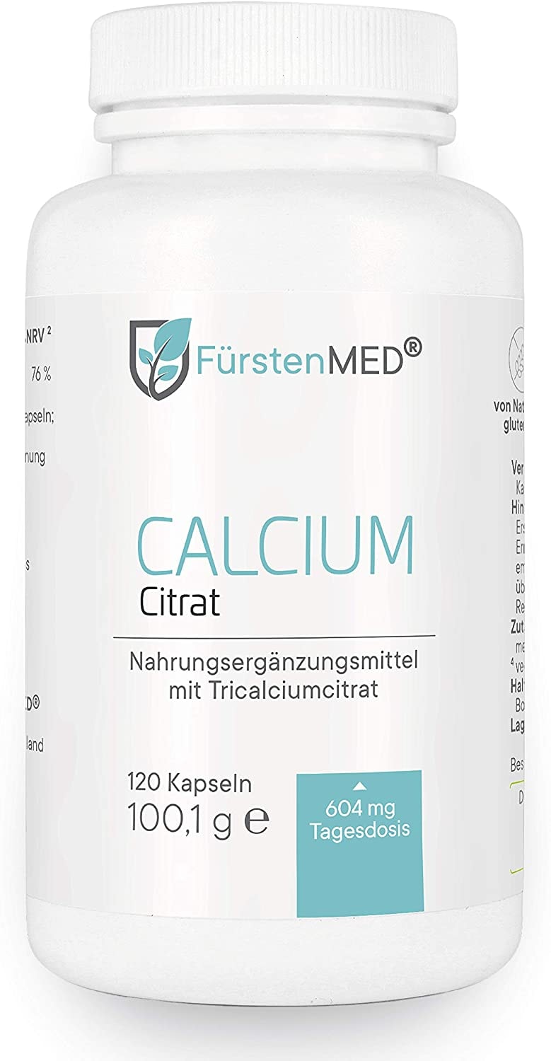 FürstenMED® Calcium Citrat Kapseln - Reines Calciumcitrat - 120 Kapseln - Vegan und ohne Zusatzstoffe