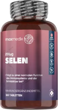 MaxMedix - Selen 200µg je Tabletten 365 vegane Mikrotabletten - Pure Selenium - Selen trägt zur normalen Funktion des Immunsystems und der Schilddrüse bei (EFSA) - Natürliche Inhaltsstoffe - von maxmedix