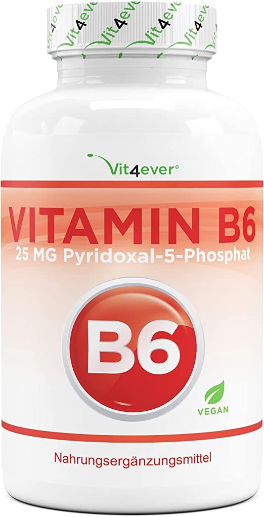 Vit4ever Vitamin B6 als P-5-P - 240 Tabletten extra hochdosiert mit 25 mg (Pyridoxal-5-phosphat) - Premium: Bioaktives Vitamin B6 - Laborgeprüft - Ohne unerwünschte Zusätze - Vegan