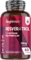 WeightWorld Trans-Resveratrol Kapseln 510mg reines Resveratrol mit Rotwein Polyphenolen und Piperin - 60 vegane Kapseln - 98% Trans Resveratrol mit Traubenhaut & Schwarzer Pfeffer - Nahrungsergänzungsmittel