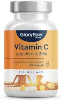 GloryFeel Vitamin C Hochdosiert 1000mg 20mg Zink Pflanzlich fermentiert & gepuffert