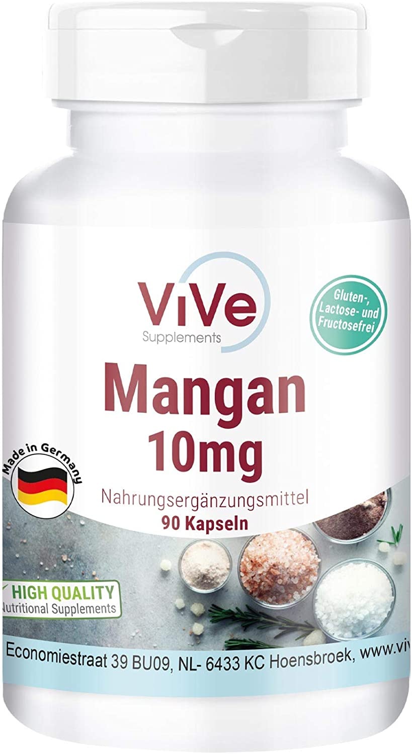ViVe Supplements - Mangan - 10mg - 90 Kapseln - Hochdosiert - Vegan