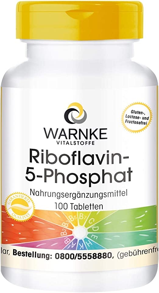 WARNKE Riboflavin-5-Phosphat - Vitamin B2 - vegan - aktives Riboflavin - 100 Tabletten