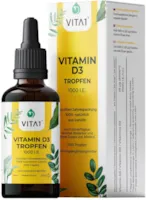 VITA1 Vitamin D3 Tropfen hochdosiert 1000 I.E. pro Tropfen • 50 ml • vegetarisch • für Knochen und Immunsystem • rein natürlich aus Lanolin