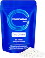 Clearwave Health  Zink Tabletten 50mg - 365 Tabletten (12 Monate) - Leicht schluckbar, Premium-Zinkcitrat, Vegan und Hochdosiert
