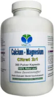 VitalLife - Calcium (Kalzium) + Magnesium - Citrat 2:1 (360 Pulver Kapseln). Muskeln - Knochen - Gelenke - Zähne - Nägel - Blutdruck. OHNE Zusatzstoffe. OHNE Füllstoffe. Aus Deutschland. 26326