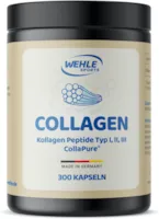 Wehle Sports Collagen Kapseln 300 Stück hochdosiert 4500mg Bioaktives Kollagen Hydrolysat Peptide pro Tagesdosis Wehle Sports Made in Germany Kollagen Typ 1, 2 & 3