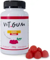 Produktbild von Vit.Gum, Eisen zum Kauen, Vegan, leicht und lecker, Für Blut und Energie, 60 Gums, Rot-orange, Pfirsich, 210 g