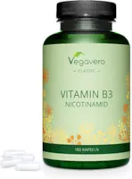 Vegavero VITAMIN B3 NIACIN Vegavero Hochdosiert: 500 mg Nicotinamid pro Kapsel Flushfree 180 Kapseln Vegan & Ohne Zusatzstoffe