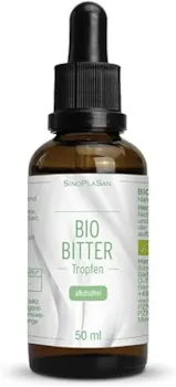 Bewertung SinoPlaSan Bio Bittertropfen 50 ml Extrakt aus Bio Kräutern & Bio-Pflanzen 5:1 alkoholfrei hochdosiert vegan nur 15 Tropfen pro Tag
