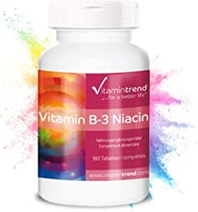 Vitamintrend Vitamin B3 Niacin 100mg - 180 Tabletten - ! FÜR 6 MONATE ! - vegan