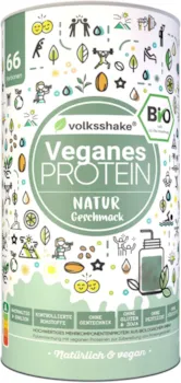 Produktbild von Bewertung Volksshake VEGANES BIO PROTEIN Bodensee NATUR DE-ÖKO-006 Reis Hanf Chia Sonnenblumen Kürbiskernprotein cremig geschmacksneutral sojafrei glutenfrei Volksshake vom Bodensee 1kg DE-ÖKO-006
