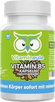 Vitamineule Vitamin B5 Kapseln - 250mg - hochdosiert - pflanzlich - Qualität aus Deutschland - vegan - laborgeprüft - ohne künstliche Zusätze - reine Pantothensäure - natürliches Calciumpantothenat - Vitamineule®