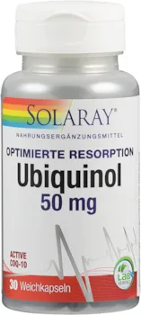 SOLARAY Ubiquinol CoQ10 50 mg 30 Weichkapseln laborgeprüft Nahrungsergänzungsmittel mit Coenzym Q 10 als hochwertiges Ubiquinol für optimale Resorption zur Unterstützung der Mitochondrien