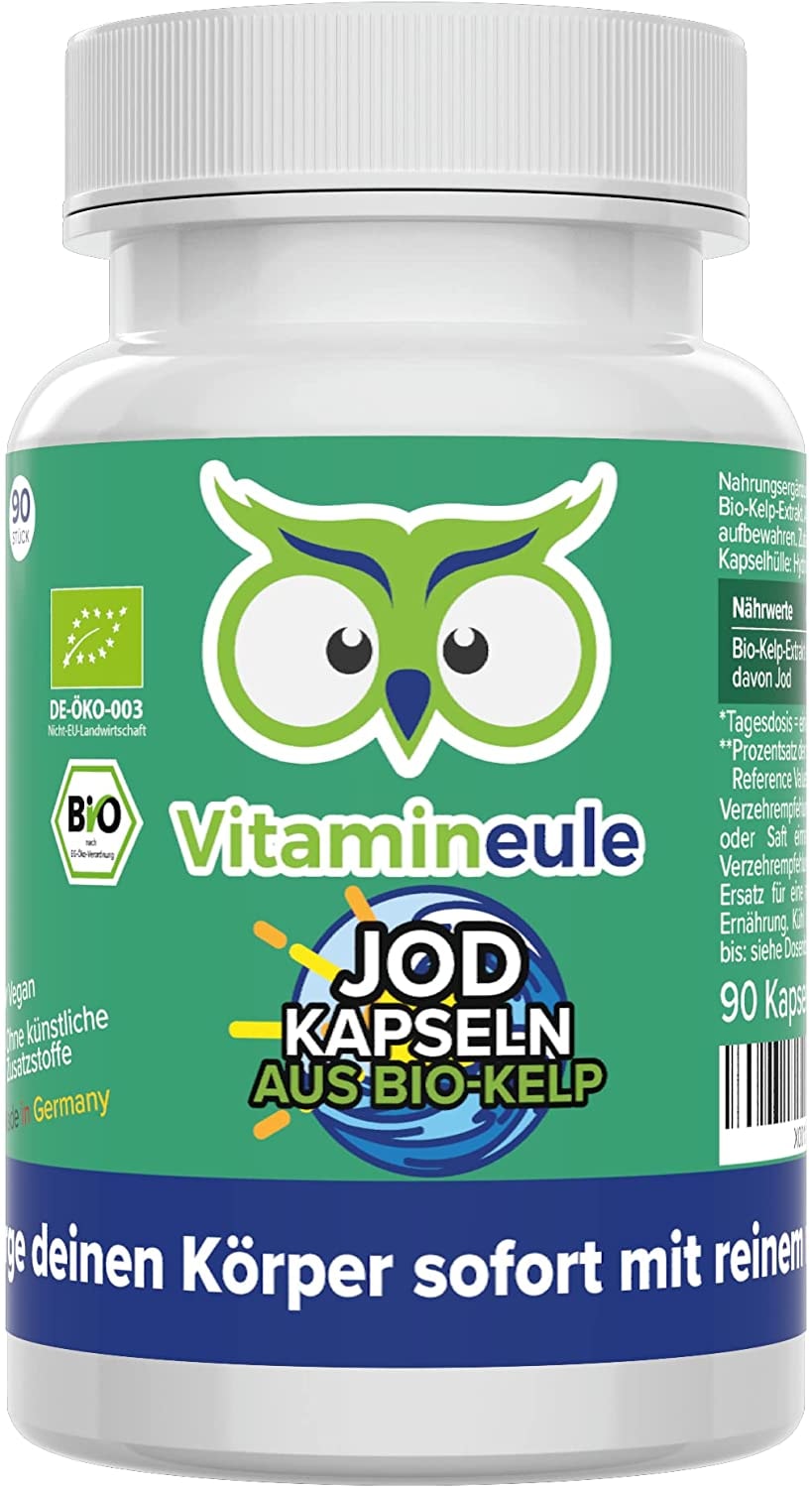 Vitamineule® - Jod Kapseln aus Bio Kelp - hochdosiert mit 400µg - natürliches Jod aus Bio Kelp Algen Extrakt - ohne künstliche Zusatzstoffe - Qualität aus Deutschland - vegan -