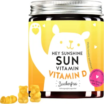 Bears with Benefits - Vitamin D3 für Knochen und Immunsystem - als Alternative zu Tabletten und Tropfen - Vitamin D hochdosiert - zuckerfreie Gummibärchen - 60St für 2 Monate - Hey Sunshine Sun Vitamin Bears with Benefits