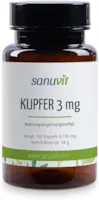 Sanuvit Kupfer 3 mg 180 Kapseln Qualität aus Österreich Kupfercitrat hochdosiert mit 3 mg hochwertigen Kupfer pro Kapsel | Hohe Bioverfügbarkeit | Vegan