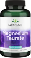 SWANSON Magnesium Taurate, mit 100mg Magnesium pro Tablette, 120 vegane Tabletten, hochdosiert, Laborgeprüft, Vegetarisch, Sojafrei, Glutenfrei, Ohne Gentechnik