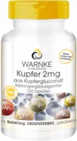 WARNKE VITALSTOFFE Kupfer 2mg aus Kupfergluconat vegan 100 Tabletten