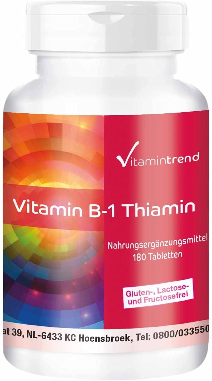 Vitamintrend Vitamin B1 (Thiamin) 100mg - hochdosiert - 180 vegane Tabletten - ! FÜR 6 MONATE !