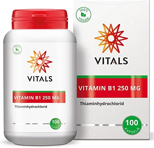 Vitals - Vitamin B1 Thiaminhydrochlorid 250 mg 100 Kapseln. 100% vegan.