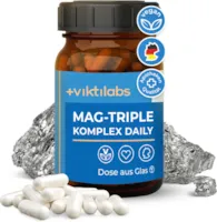viktilabs Magnesium hochdosiert Kapseln 100% vegan Hochwertiges Mag-Triple® Daily Komplex 60 Magnesium Kapseln (Monatsvorrat) Entwickelt in Deutschland Bequem schluckbar