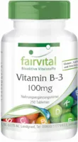 fairvital B3 Niacin 100mg - HOCHDOSIERT - VEGAN - Nicotinamid - 250 Tabletten