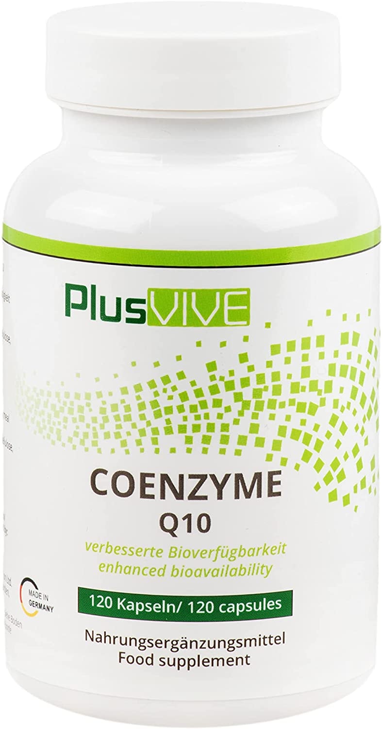PlusVive - Coenzym Q10 Kapseln - hochdosiert: 200 mg Coenzym pro Kapsel - mit Bioverfügbarkeitsmatrix - 120 vegane Kapseln
