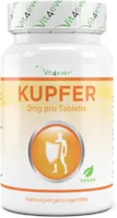 Vit4ever Kupfer - 365 Tabletten mit jeweils 2 mg - 1 Jahresvorrat - Laborgeprüft - Hohe Bioverfügbarkeit - Kupfergluconat - Hochdosiert - Vegan - Ohne unerwünschte Zusätze