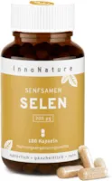 Produktbild von Bewertung InnoNature Natürliche Selen Kapseln aus Senfsamen 1 Kapsel täglich, 180 Kapseln insgesamt, hochdosiert mit 200 µg Selen pro Kapsel (363,60% NRV), vegan, hergestellt in Deutschland