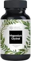 natural elements Magnesiumglycinat Premium Chelatiertes Magnesium 180 Kapseln 100mg elementares Magnesium pro Kapsel Laborgeprüft vegan hochdosiert