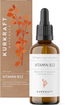 KURKRAFT Vitamin B12 Tropfen (50ml) Vegan & alkoholfrei alle 3 natürlichen Formen beide Aktiv-Depotform laborgeprüft ohne Zusätze in Deutschland produziert