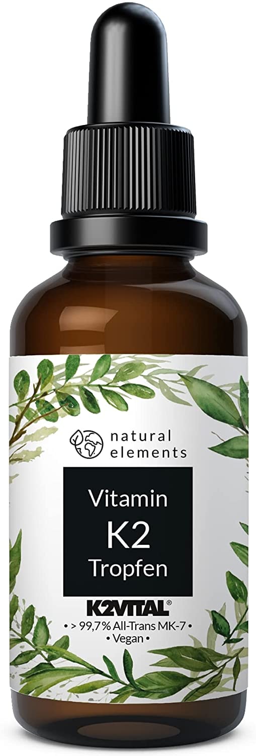 natural elements Vitamin K2 MK-7 200µg - 1700 Tropfen (50ml) - All-Trans Gehalt >99,7% (K2VITAL® von Kappa) - Laborgeprüft, vegan, hochdosiert