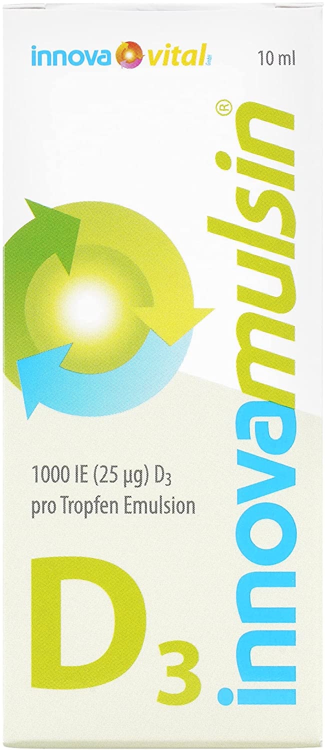 innova Mulsin® Vitamin D3, Premiumpräparat Vitamin D3, hohe Bioverfügbarkeit da Emulsion - Einnahme in Tropfenform - hochdosiert deutsches Premium Produkt - 100% Geld-zurück-Garantie