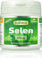 Greenfood - Selen, 200 µg, natürlich, 180 Tabletten, hochdosiert, vegan - gut für die Schilddrüse und das Immunsystem. OHNE künstliche Zusätze. Ohne Gentechnik.